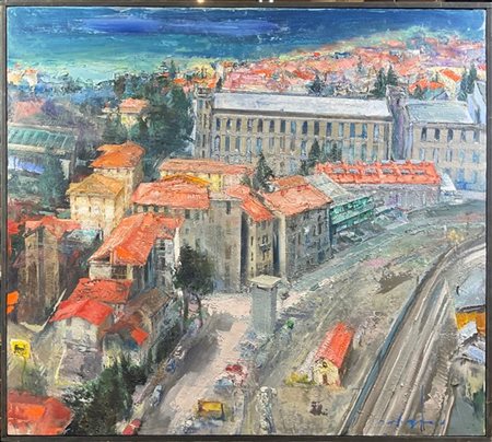 Velasco Vitali "Viaggio (lago di Como)" 1996
olio su tela
cm 70x80
firmato in ba