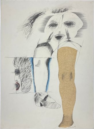 Adolf Frohner "Tronco - testa" 1969
tecnica mista e collage su carta
cm 86x62,5