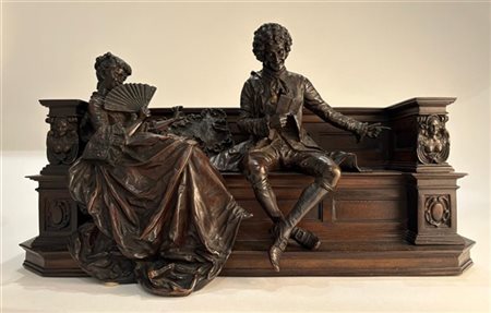 Scuola lombarda del secolo XIX

"Scena galante" 
gruppo scultoreo in bronzo e m