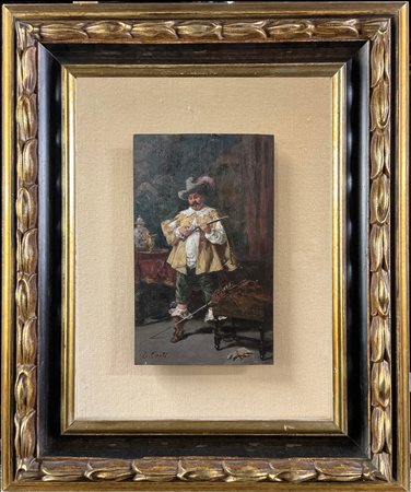 Tito Conti "Uomo in costume settecentesco" 
olio su tavoletta (cm 22x14)
firmato