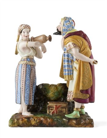 Manifattura Jacob Petit, secolo XIX. Gruppo in porcellana dipinta in policromia