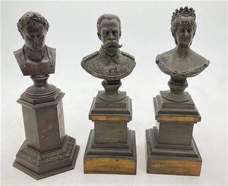 Ignoto, Lotto composto da tre busti in metallo raffiguranti Umberto I di Savoia