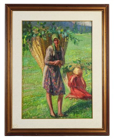Gaetano Spinelli "Le gerle e il sole" Caviola, agosto 1931
olio su tavola (cm 65