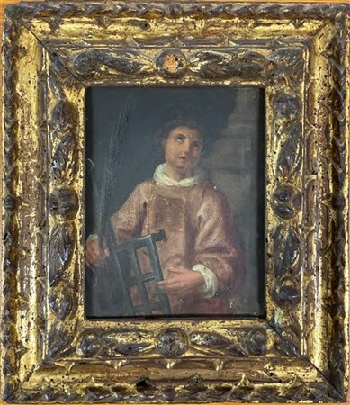 Scuola del secolo XVII

"San Lorenzo"
olio su rame (cm 16x13)
iscrizioni al ret