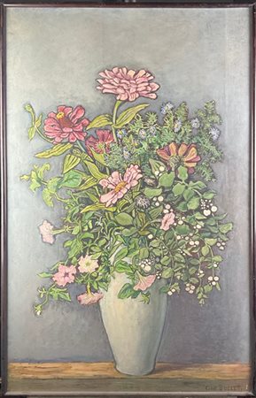 FRANCESCO CINO BOZZETTI "Vaso di fiori" 
olio su compensato (cm 105x69)
firmato