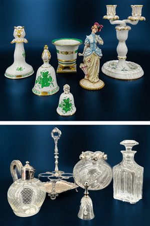 Lotto composto da numerosi oggetti in porcellana della manifattura di Herend, f