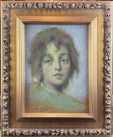 Ignoto di inizio secolo XX
"Ritratto di fanciulla" 
olio su cartoncino (cm 37x2