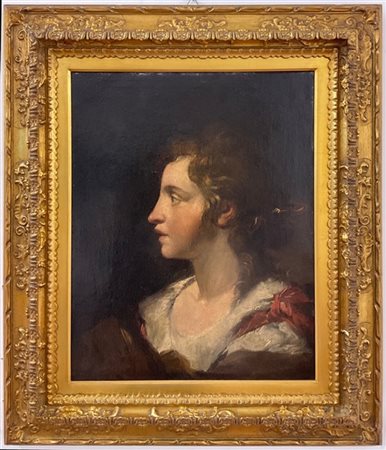 Scuola inglese di inizio secolo
XIX, Uomo di profilo, olio su
tela, cm 53x41, i