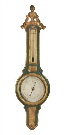 Barometro in legno intagliato, laccato e dorato. Francia, secolo XIX (h. cm 109