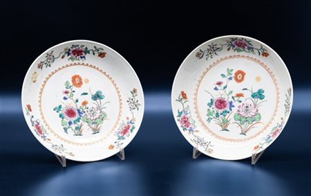 Manifattura della Compagnia delle Indie, Cina, secolo XVIII. Coppia di piatti i