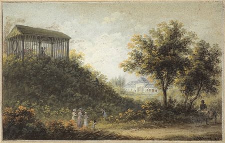 Joseph Moessmer "Giardino a Grünberg" 1810
tecnica mista (cm 13x20)
firmato e da
