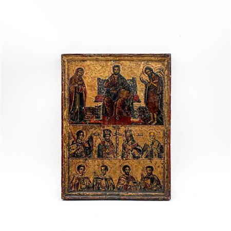 Arte greca, secolo XVIII 
Icona a tempera su tavola raffigurante la Deesis e sa