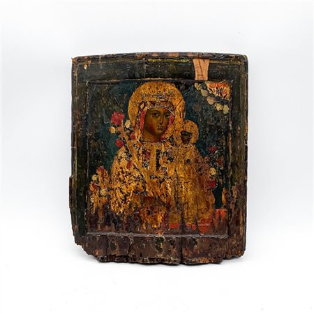 Arte russa, secolo XVIII 
Icona a tempera su tavola raffigurante la Madre di Di