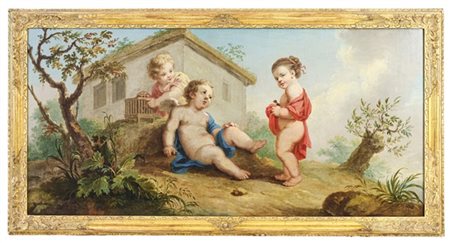 Scuola del secolo XVIII

"Giochi di fanciulli"
olio su tela (cm 70x145)
in corn