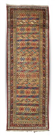 Tappeto passatoia Hamadan, Persia, fine secolo XIX. Decoro con fasce colorate c