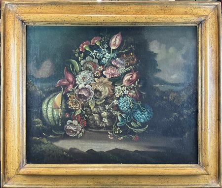 Ignoto

"Composizione con fiori e frutti"
olio su tela (cm 56x69)
in cornice la