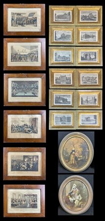Cartone contenente numerose incisioni e stampe antiche fra cui alcune vedute di