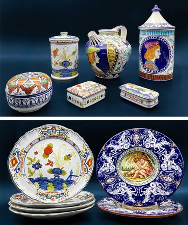 Manifatture di Faenza, secolo XX. Lotto composto da numerosi oggetti in ceramic