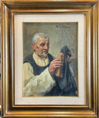 Michele garinei "La pulizia della veste" 
olio su tela (cm 42x32)
firmato in alt