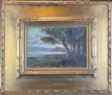 Oscar Ricciardi "Pineta ad Ischia" 
olio su cartone (cm 20x28)
firmato in basso