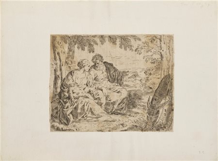 Simone cantarini Undici acqueforti, di cui una stampata su carta rosata, di misu