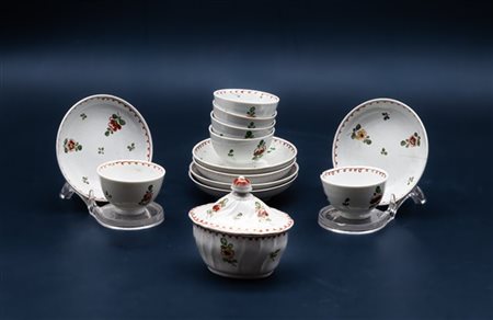 Manifattura di Nove, Bassano, secolo XVIII. Gruppo di sei chicchere con piattin
