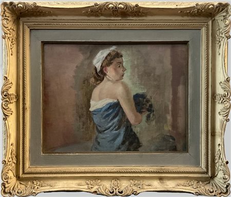 Bernardino Palazzi "Ritratto di modella" 
olio su tela applicata a cartone (cm 2