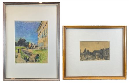 Donato Frisia "Lotto composto da due tecniche miste su carta, di diversi soggett