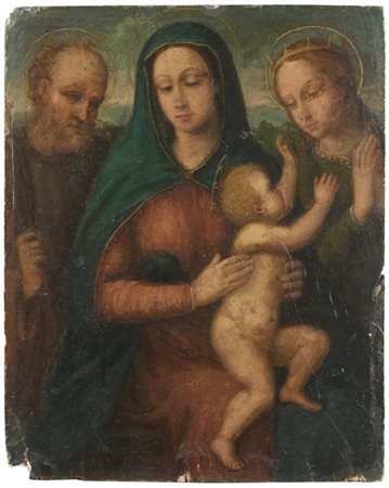 Maestro del secolo XVI

"Madonna con Bambino e due santi"
olio su tavola (proba