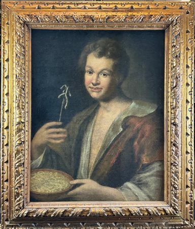 Scuola lombarda del secolo XVII

"Mangiatore di fettuccine (?)"
olio su tela (c