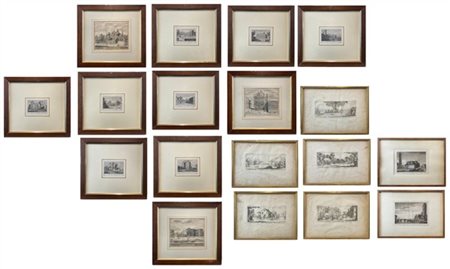 Lotto composto da cinque riproduzioni da Jacques Callot, otto incisioni raffigu