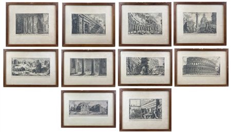 Giovanni Battista Piranesi Gruppo di dieci acqueforti dalla serie delle "Antichi