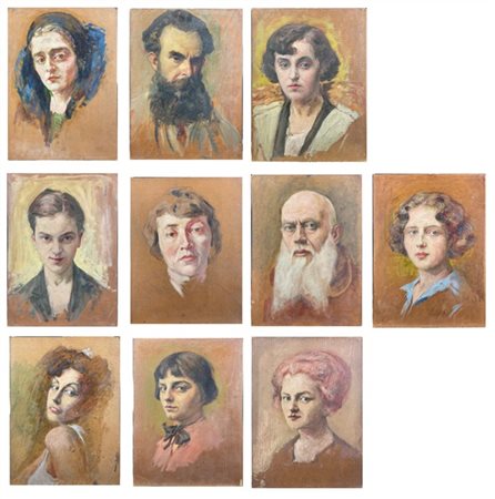 Antonio Negri Lotto composto da dieci ritratti ad olio su cartone (cm 40x29)
alc