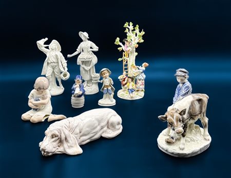 Manifatture differenti. Lotto composto da numerose figure diverse in maiolica e