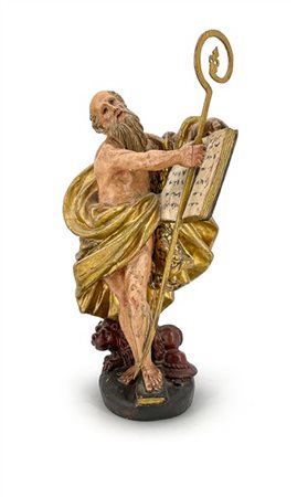 Scultore del secolo XIX. Figura di San Girolamo in legno intagliato, dipinto e