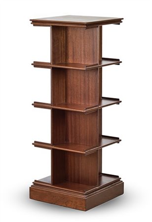 Piccola libreria in legno su rotelle a cinque ripiani (cm 34x94x34) (difetti)