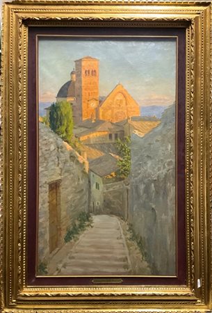 Laurenzi Laurenzio (Attribuito)

"Veduta di Assisi" 
olio su tela (cm 68x41)
al