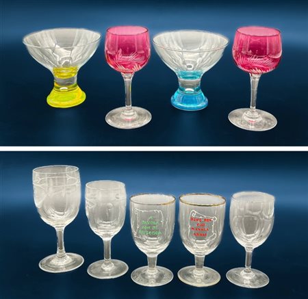 Due cartoni contenenti numerosi oggetti per la tavola in vetro (difetti)