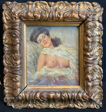 Giuseppe De Sanctis (Attribuito)

"Nudo" 
olio su tavola (cm 15x14)
al retro: is