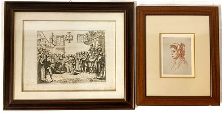 Due cartoni contenenti numerose stampe del secolo XIX e riproduzioni (difetti)