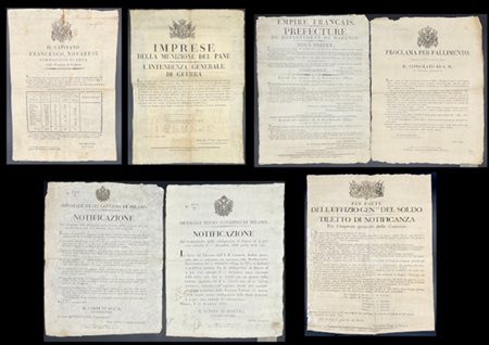 GRIDA. Lotto composto da numerose grida del secolo XIX di argomento diverso. Tr