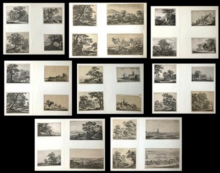 Gruppo di 32 incisioni di Antonie Waterloo e Franz Edmund Weirotter raffigurant