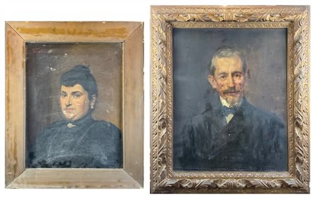 Scuola di fine secolo XIX

"Coppia di ritratti" 
oli su tela (cm max 67x56) 
di