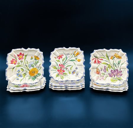 Manifattura G. B. Viero, Nove, fine secolo XIX. Gruppo di dieci piattini in mai