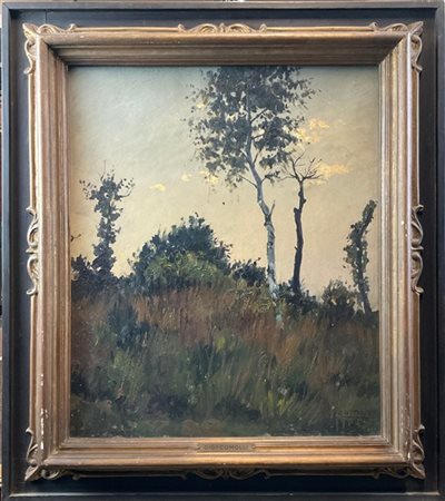 Luigi Comolli "Scorcio con alberi" 1920
olio su compensato (cm 53x44)
firmato e