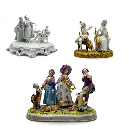 Manifatture differenti, secolo XX. Lotto composto da tre diversi gruppi in porc