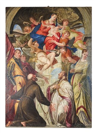 ALESSANDRO LANFRANCHI O LANFRANCO "Madonna con bambino in gloria tra santi"
olio