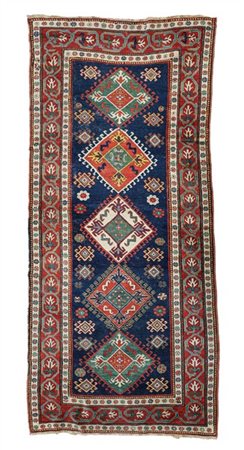 Tappeto Kazak, Caucaso, recente manifattura. Decoro con cinque medaglioni rombo