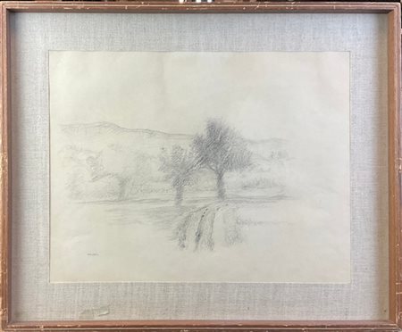 Angelo Del Bon "Paesaggio" 
carboncino su carta (cm 32x42)
firmato in basso a si