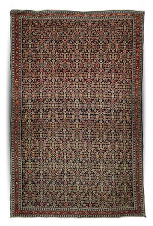 Tappeto Senneh, Persia, inizio secolo XX. Decoro Herati su fondo blu notte (cm